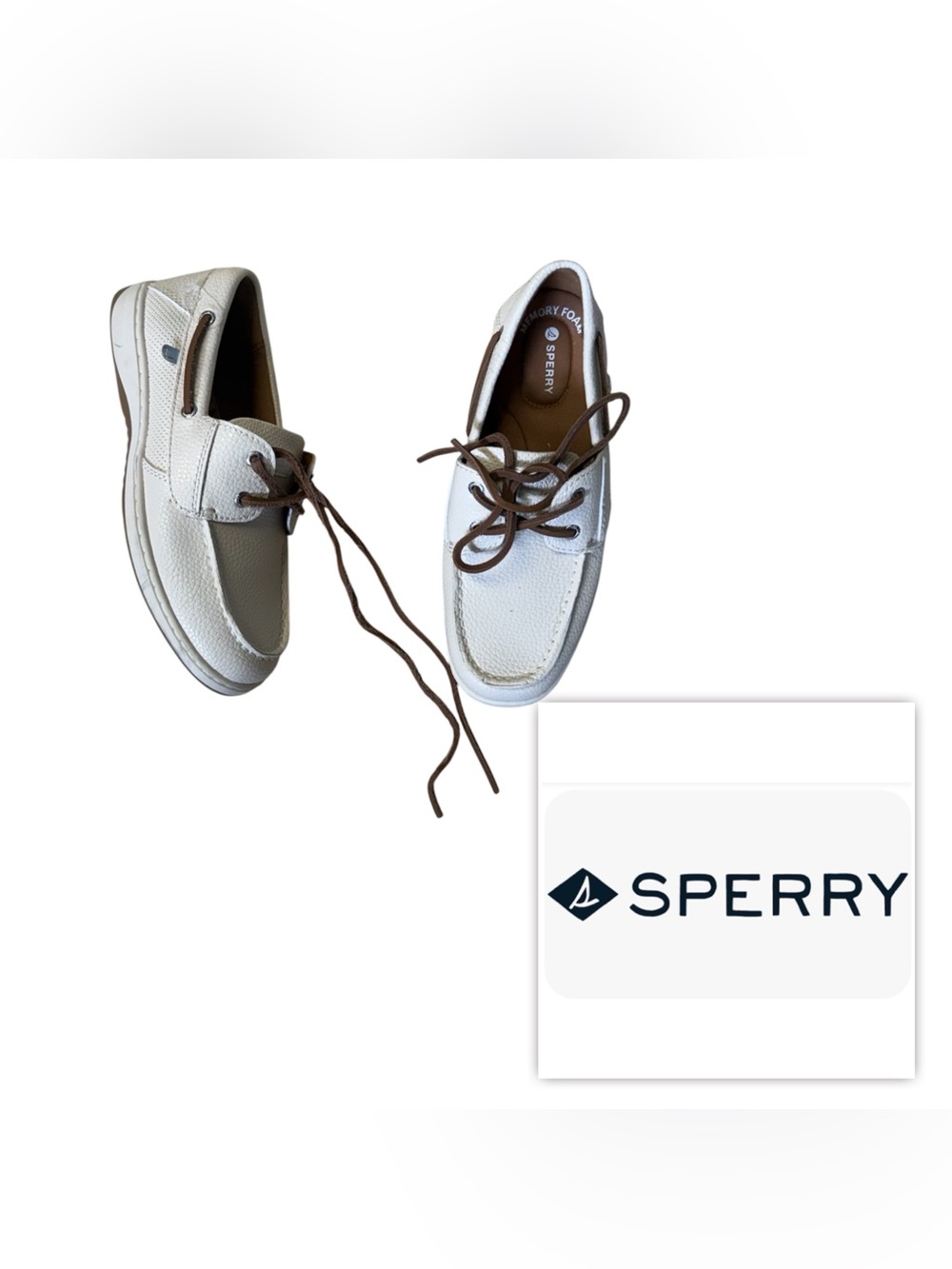 NEW Sperry Women 6 Cream Leather Boat Shoes slip on flats loafers comfy shoes